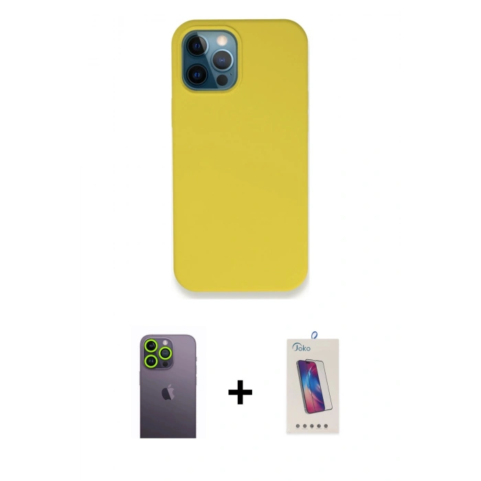 MARSİLYAN™- iPhone 12 Pro Max Kılıf Zirve Modern Özel Seri - Siyah Joko 5D Cam + Neon Fosforlu Kamera Lens - YL