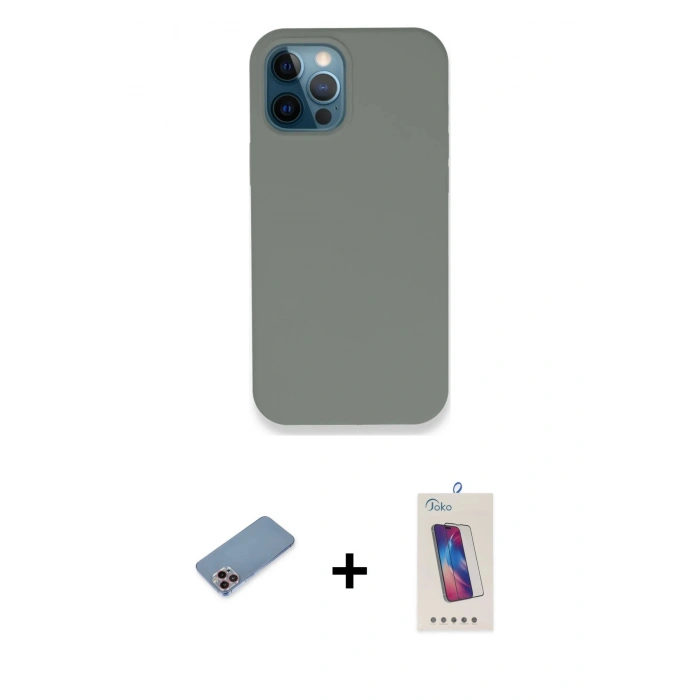 MARSİLYAN™- iPhone 12 Pro Max Kılıf Zirve Modern Özel Seri - Siyah Joko 5D Cam + Pembe Shine Kamera Lens Koruma Cam
