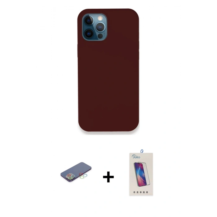 MARSİLYAN™- iPhone 12 Pro Max Kılıf Zirve Modern Özel Seri - Siyah Joko 5D Cam + Renkli Kamera Lens Koruma Cam - MI