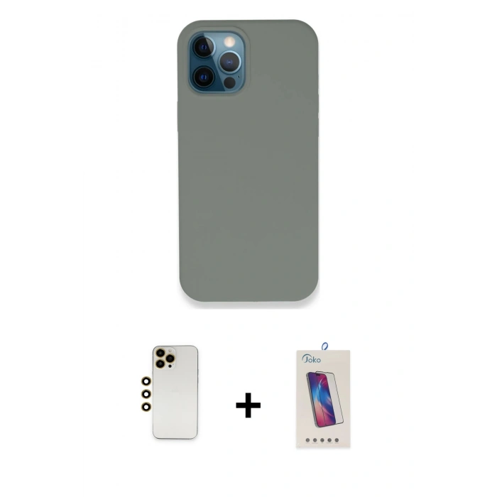 MARSİLYAN™- iPhone 12 Pro Max Kılıf Zirve Modern Özel Seri - Siyah Joko 5D Cam + Shine Kamera Lens - GD