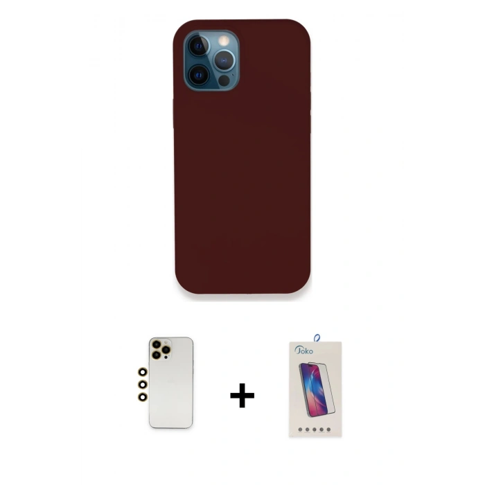 MARSİLYAN™- iPhone 12 Pro Max Kılıf Zirve Modern Özel Seri - Siyah Joko 5D Cam + Shine Kamera Lens - GD