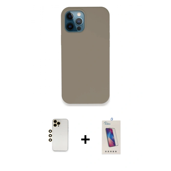MARSİLYAN™- iPhone 12 Pro Max Kılıf Zirve Modern Özel Seri - Siyah Joko 5D Cam + Shine Kamera Lens - GD