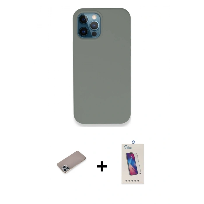 MARSİLYAN™- iPhone 12 Pro Max Kılıf Zirve Modern Özel Seri - Siyah Joko 5D Cam + Shine Kamera Lens Koruma Cam - SABE