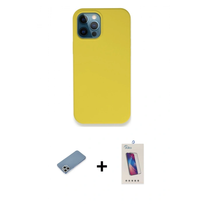 MARSİLYAN™- iPhone 12 Pro Max Kılıf Zirve Modern Özel Seri - Siyah Joko 5D Cam + Shine Kamera Lens Koruma Cam - GS