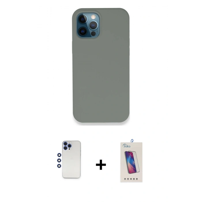 MARSİLYAN™- iPhone 12 Pro Max Kılıf Zirve Modern Özel Seri - Siyah Joko 5D Cam + Shine Kamera Lens - LT