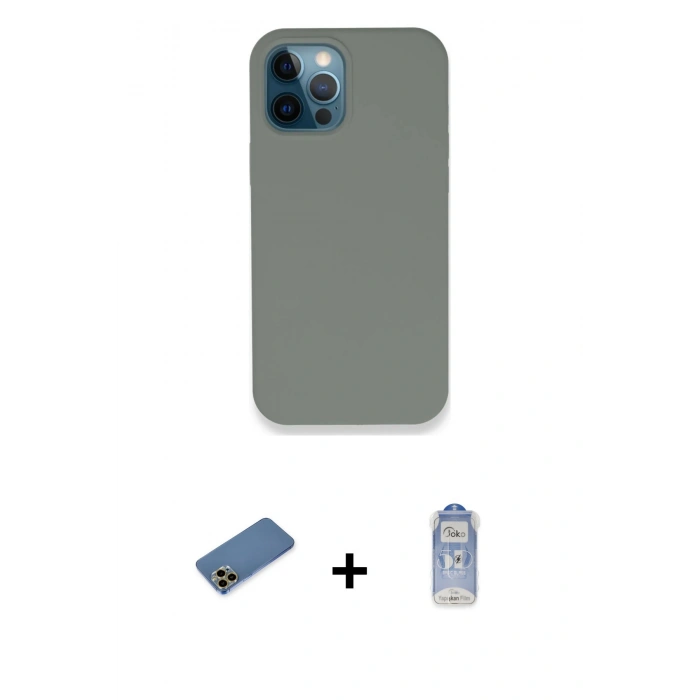 MARSİLYAN™- iPhone 12 Pro Max Kılıf Zirve Modern Özel Seri - Siyah Joko Magic 5D Cam + Shine Kamera Lens Koruma Cam - GD
