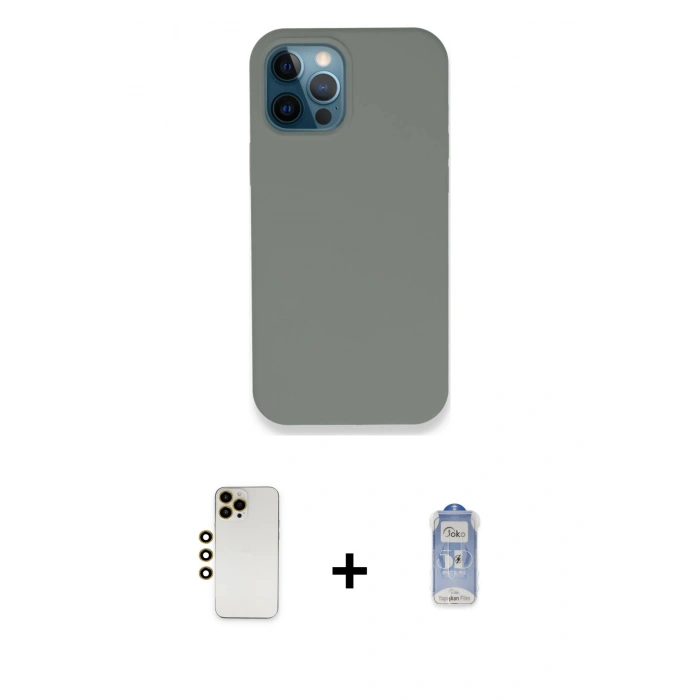 MARSİLYAN™- iPhone 12 Pro Max Kılıf Zirve Modern Özel Seri - Siyah Joko Magic 5D Cam + Shine Kamera Lens - GD