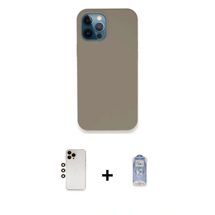 MARSİLYAN™- iPhone 12 Pro Max Kılıf Zirve Modern Özel Seri - Siyah Joko Magic 5D Cam + Shine Kamera Lens - GD