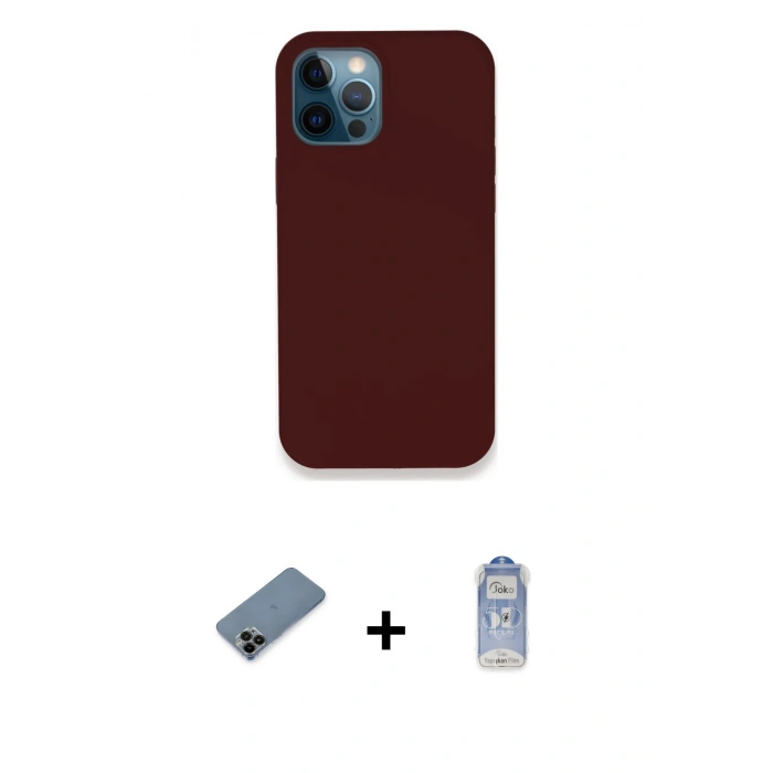 MARSİLYAN™- iPhone 12 Pro Max Kılıf Zirve Modern Özel Seri - Siyah Joko Magic 5D Cam + Shine Kamera Lens Koruma Cam - SH