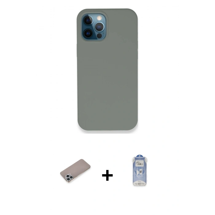 MARSİLYAN™- iPhone 12 Pro Max Kılıf Zirve Modern Özel Seri - Siyah Joko Magic 5D Cam + Shine Kamera Lens Koruma Cam - SABE