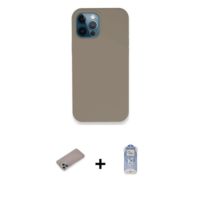 MARSİLYAN™- iPhone 12 Pro Max Kılıf Zirve Modern Özel Seri - Siyah Joko Magic 5D Cam + Shine Kamera Lens Koruma Cam - SABE