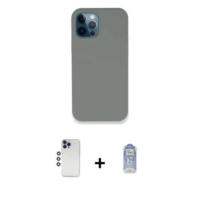 MARSİLYAN™- iPhone 12 Pro Max Kılıf Zirve Modern Özel Seri - Siyah Joko Magic 5D Cam + Shine Kamera Lens - LT