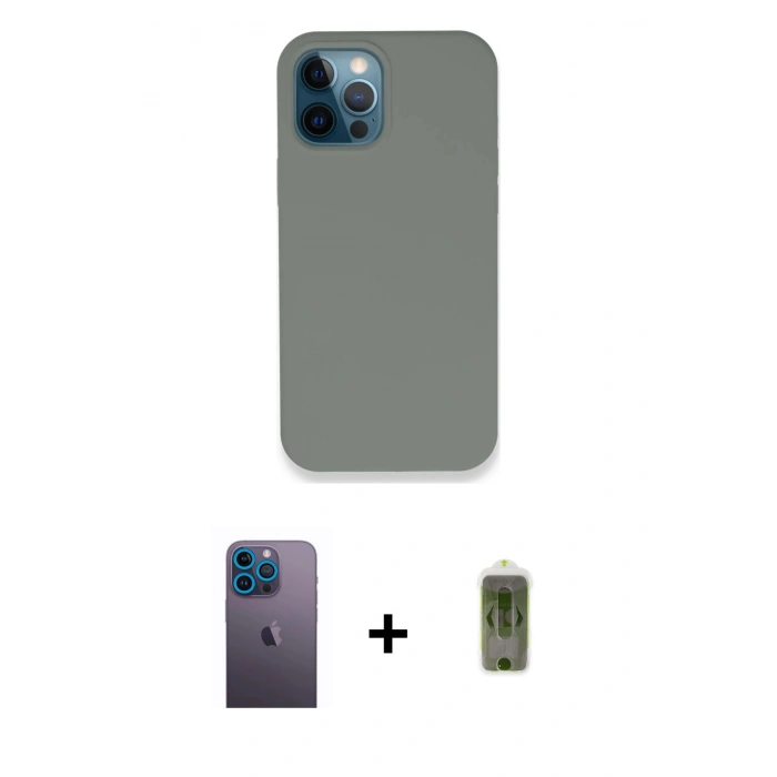MARSİLYAN™- iPhone 12 Pro Max Kılıf Zirve Modern Özel Seri - Siyah Joko Magic 5D Hayalet Cam + Neon Fosforlu Kamera Lens - MI