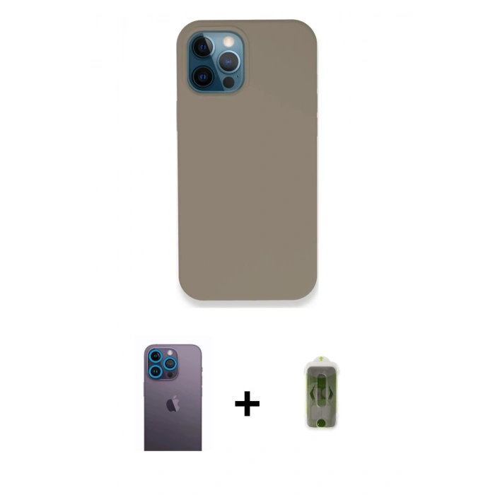 MARSİLYAN™- iPhone 12 Pro Max Kılıf Zirve Modern Özel Seri - Siyah Joko Magic 5D Hayalet Cam + Neon Fosforlu Kamera Lens - MI