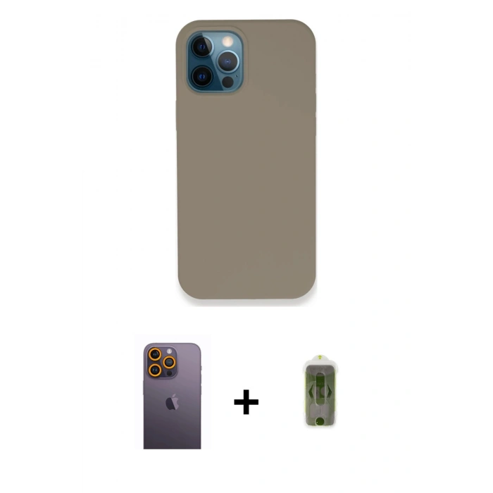 MARSİLYAN™- iPhone 12 Pro Max Kılıf Zirve Modern Özel Seri - Siyah Joko Magic 5D Hayalet Cam + Neon Fosforlu Kamera Lens - SI