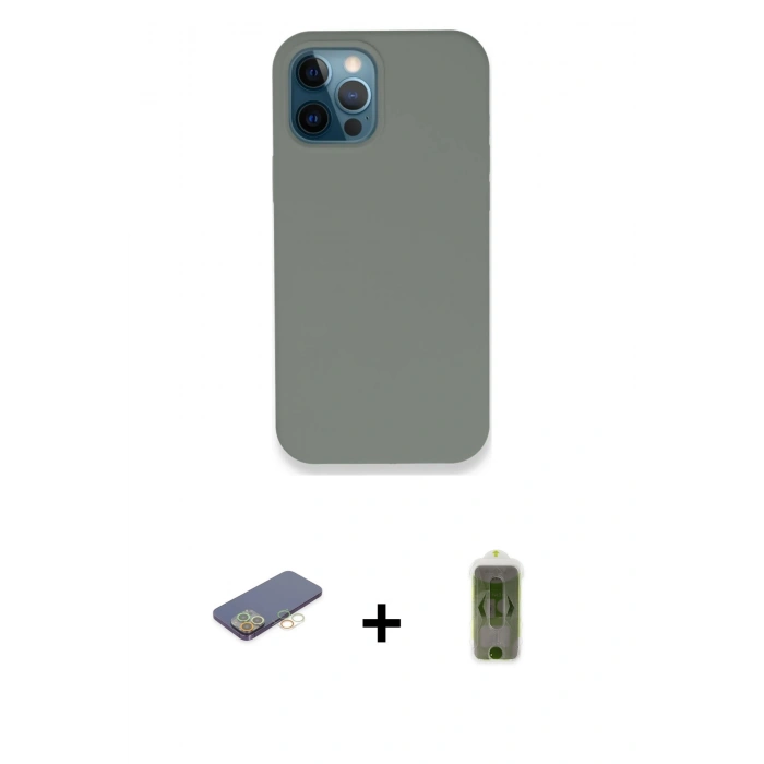 MARSİLYAN™- iPhone 12 Pro Max Kılıf Zirve Modern Özel Seri - Siyah Joko Magic 5D Hayalet Cam + Renkli Kamera Lens Koruma Cam - SI