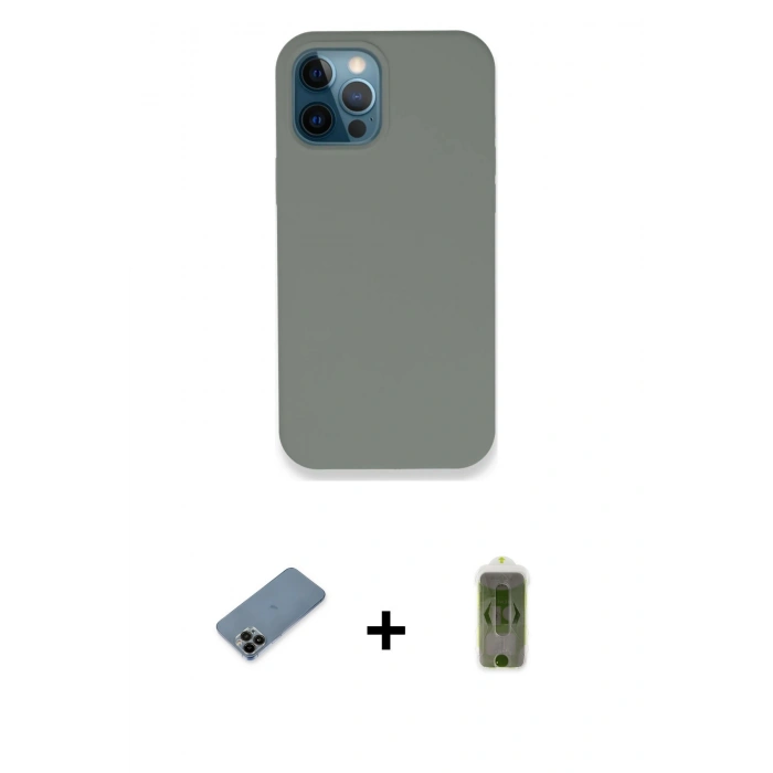 MARSİLYAN™- iPhone 12 Pro Max Kılıf Zirve Modern Özel Seri - Siyah Joko Magic 5D Hayalet Cam + Shine Kamera Lens Koruma Cam - SH