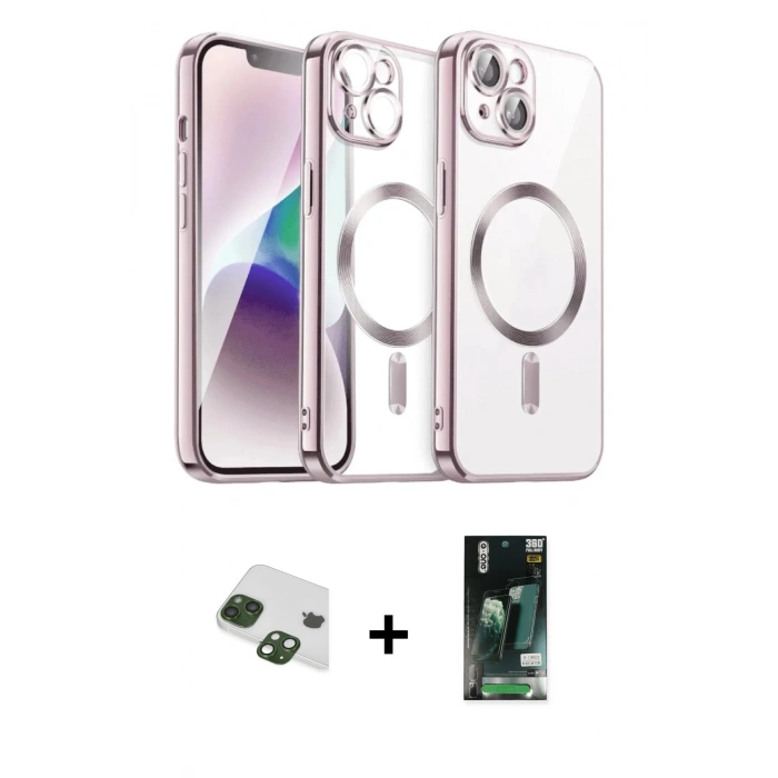 MARSİLYAN™- iPhone 13 Kılıf Nova Işık Özel Seri - Şeffaf 360 Full Body Arka Koruyucu + Pers Alüminyum Kamera Lens - YL