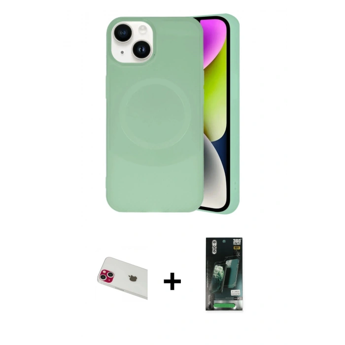 MARSİLYAN™- iPhone 13 Kılıf Ufuk Serisi - Şeffaf 360 Full Body Arka Koruyucu + Rainbow Kamera Lens Koruma Cam - KI