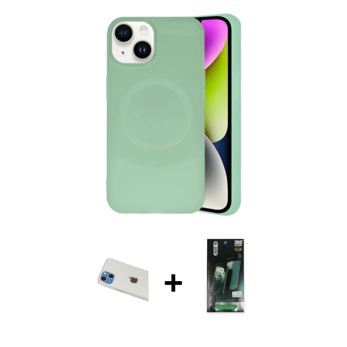 MARSİLYAN™- iPhone 13 Kılıf Ufuk Serisi - Şeffaf 360 Full Body Arka Koruyucu + Rainbow Kamera Lens Koruma Cam - MI