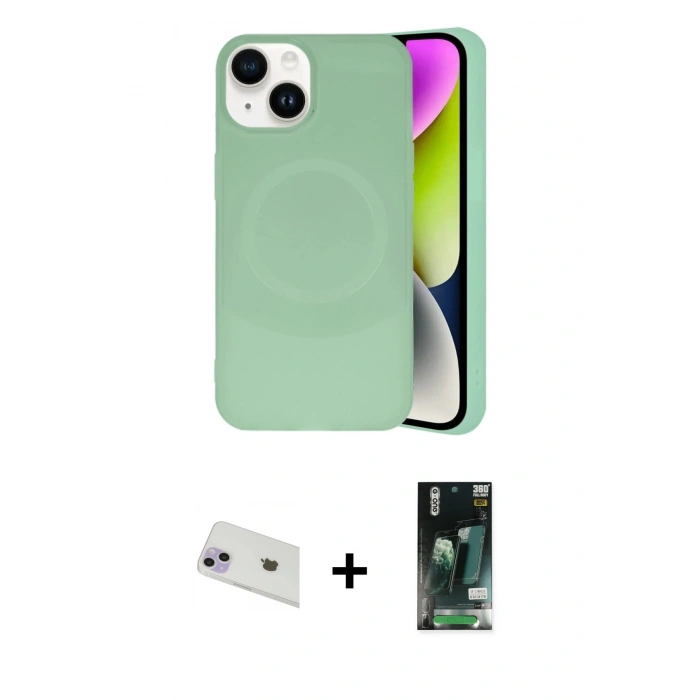 MARSİLYAN™- iPhone 13 Kılıf Ufuk Serisi - Şeffaf 360 Full Body Arka Koruyucu + Rainbow Kamera Lens Koruma Cam - MR