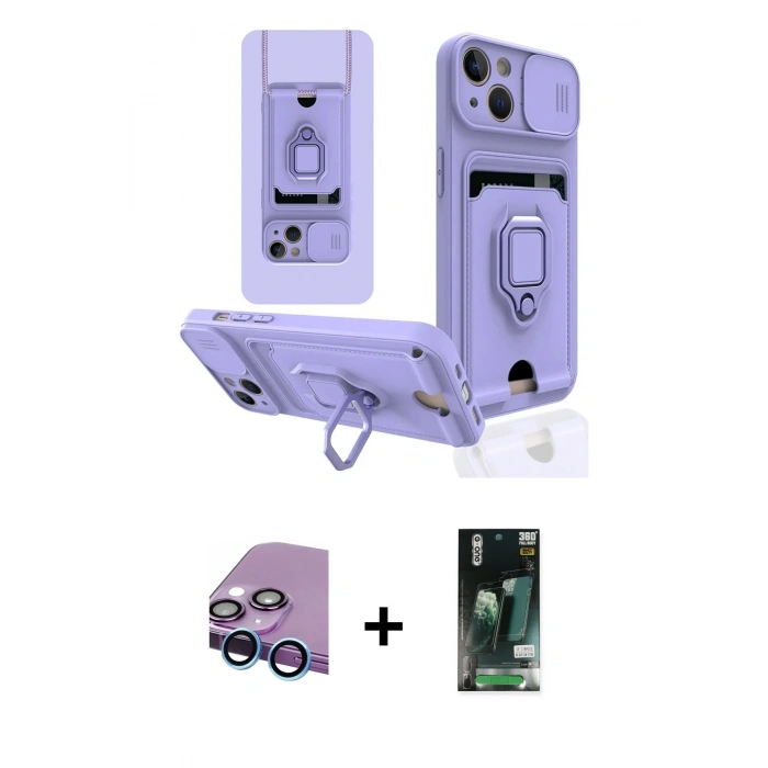 MARSİLYAN™- iPhone 13 Kılıf Vadi Form Prime - Şeffaf 360 Full Body Arka Koruyucu + Raze Metal Kamera Lens - MI