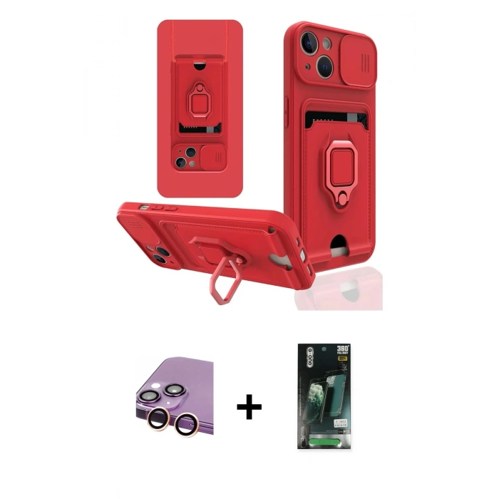 MARSİLYAN™- iPhone 13 Kılıf Vadi Form Prime - Şeffaf 360 Full Body Arka Koruyucu + Raze Metal Kamera Lens - PE