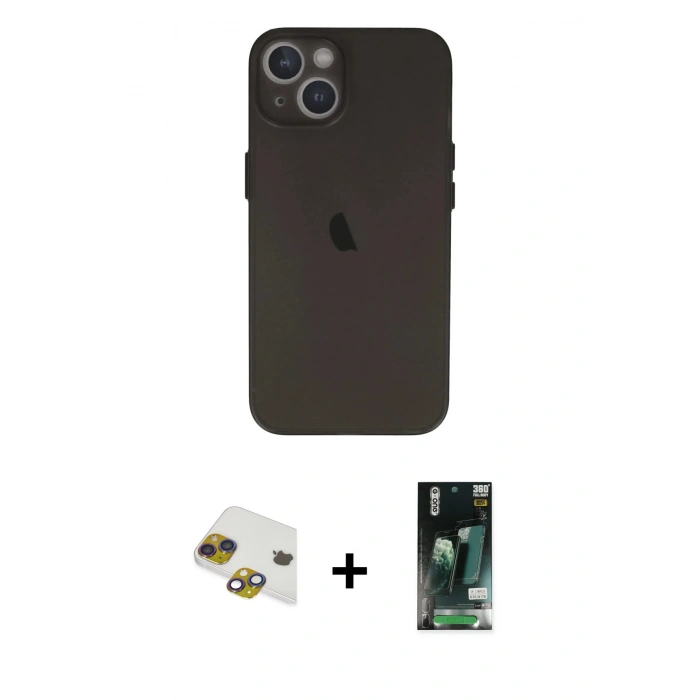 MARSİLYAN™- iPhone 13 Kılıf Yadigar Yansıma Serisi - Şeffaf 360 Full Body Arka Koruyucu + Pers Alüminyum Kamera Lens - GI