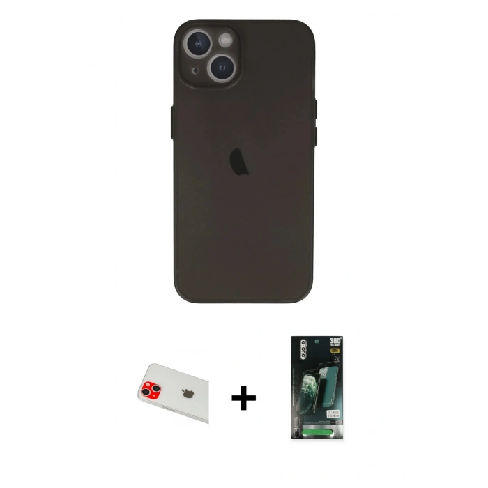 MARSİLYAN™- iPhone 13 Kılıf Yadigar Yansıma Serisi - Şeffaf 360 Full Body Arka Koruyucu + Rainbow Kamera Lens Koruma Cam - KI
