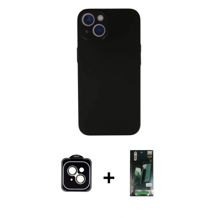 MARSİLYAN™- iPhone 13 Kılıf Yadigar Yansıma Serisi - Şeffaf 360 Full Body Arka Koruyucu + Natural Grey PVD Metal Kamera Lens