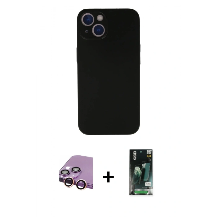 MARSİLYAN™- iPhone 13 Kılıf Yadigar Yansıma Serisi - Şeffaf 360 Full Body Arka Koruyucu + Raze Metal Kamera Lens - PE