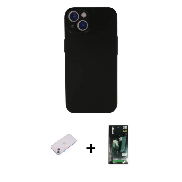 MARSİLYAN™- iPhone 13 Kılıf Yadigar Yansıma Serisi - Şeffaf 360 Full Body Arka Koruyucu + Renkli Kamera Lens Koruma Cam - PE