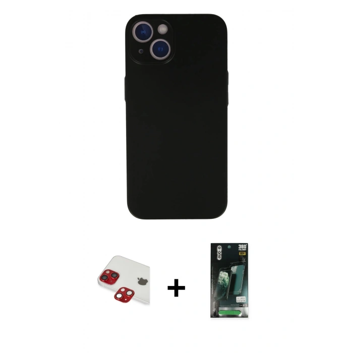 MARSİLYAN™- iPhone 13 Kılıf Yadigar Yansıma Serisi - Şeffaf 360 Full Body Arka Koruyucu + Pers Alüminyum Kamera Lens - KI