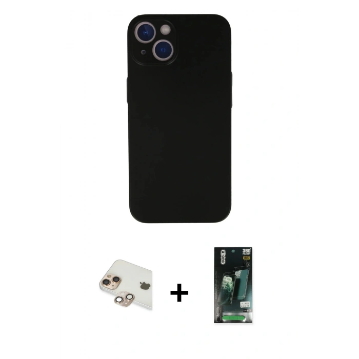 MARSİLYAN™- iPhone 13 Kılıf Yadigar Yansıma Serisi - Şeffaf 360 Full Body Arka Koruyucu + Pers Alüminyum Kamera Lens - GD