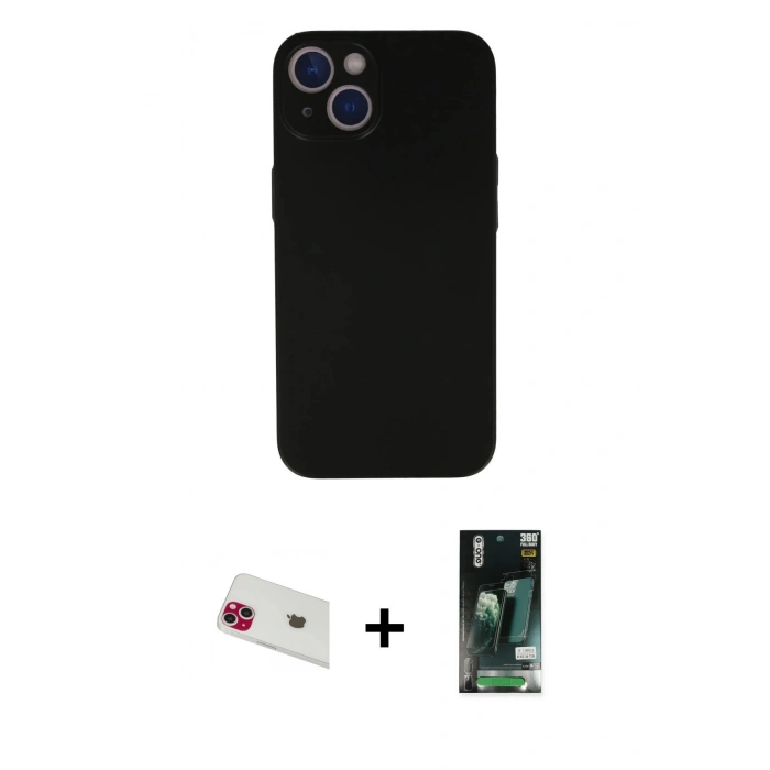 MARSİLYAN™- iPhone 13 Kılıf Yadigar Yansıma Serisi - Şeffaf 360 Full Body Arka Koruyucu + Rainbow Kamera Lens Koruma Cam - KI