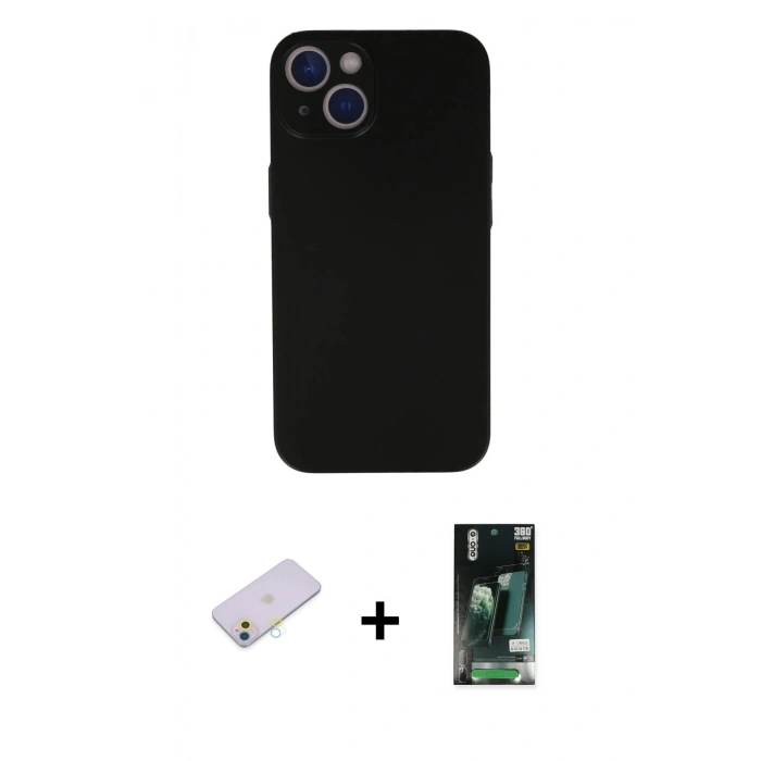 MARSİLYAN™- iPhone 13 Kılıf Yadigar Yansıma Serisi - Şeffaf 360 Full Body Arka Koruyucu + Renkli Kamera Lens Koruma Cam - SI