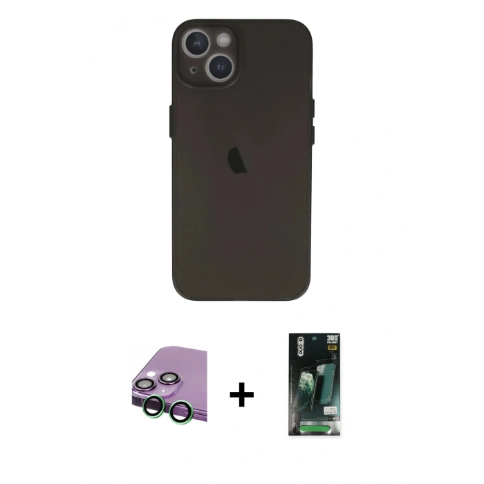 MARSİLYAN™- iPhone 13 Kılıf Yadigar Yansıma Serisi - Şeffaf 360 Full Body Arka Koruyucu + Raze Metal Kamera Lens - YL