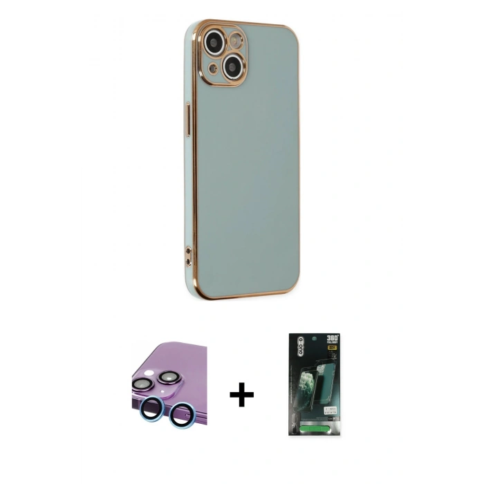 MARSİLYAN™- iPhone 13 Kılıf Yankı Serisi - Şeffaf 360 Full Body Arka Koruyucu + Raze Metal Kamera Lens - MI