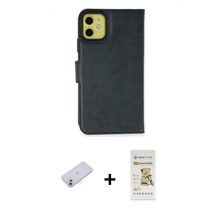 MARSİLYAN™- iPhone 13 Mini Kılıf Siluet Işık Serisi - Siyah Mat Seramik Nano Ekran Koruyucu + Renkli Kamera Lens Koruma Cam - SI