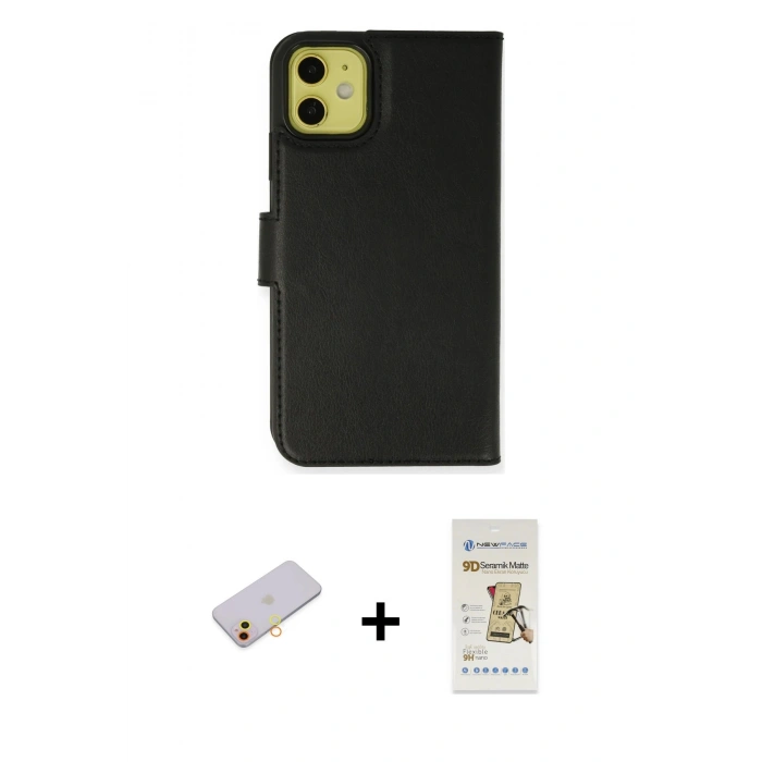 MARSİLYAN™- iPhone 13 Mini Kılıf Siluet Işık Serisi - Siyah Mat Seramik Nano Ekran Koruyucu + Renkli Kamera Lens Koruma Cam - SI