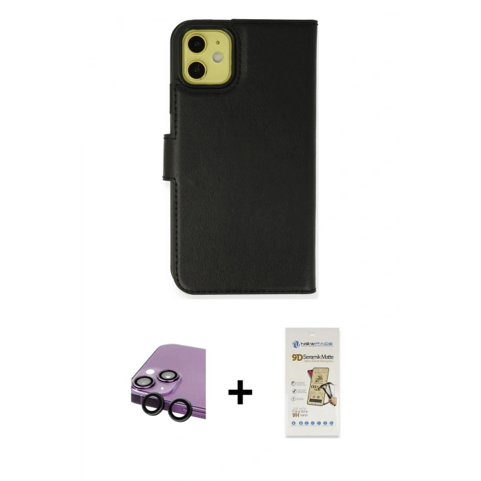 MARSİLYAN™- iPhone 13 Mini Kılıf Siluet Işık Serisi - Siyah Mat Seramik Nano Ekran Koruyucu + Raze Metal Kamera Lens - SH