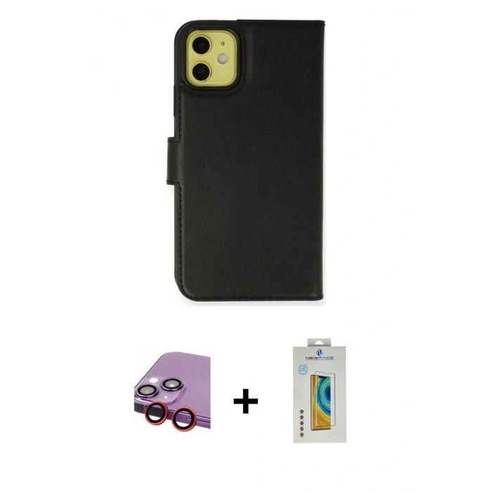 MARSİLYAN™- iPhone 13 Mini Kılıf Siluet Işık Serisi - Siyah Polymer Nano Ekran Koruyucu + Raze Metal Kamera Lens - KI