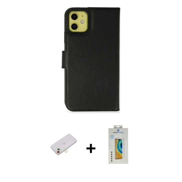 MARSİLYAN™- iPhone 13 Mini Kılıf Siluet Işık Serisi - Siyah Polymer Nano Ekran Koruyucu + Renkli Kamera Lens Koruma Cam - YL