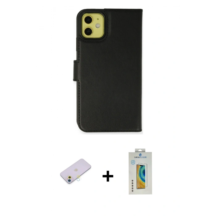 MARSİLYAN™- iPhone 13 Mini Kılıf Siluet Işık Serisi - Siyah Polymer Nano Ekran Koruyucu + Renkli Kamera Lens Koruma Cam - SI