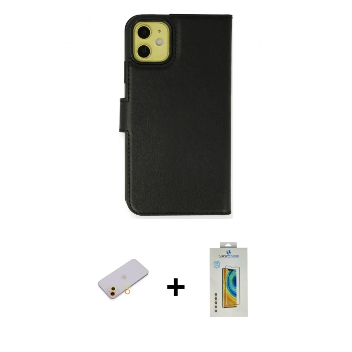 MARSİLYAN™- iPhone 13 Mini Kılıf Siluet Işık Serisi - Siyah Polymer Nano Ekran Koruyucu + Renkli Kamera Lens Koruma Cam - SI