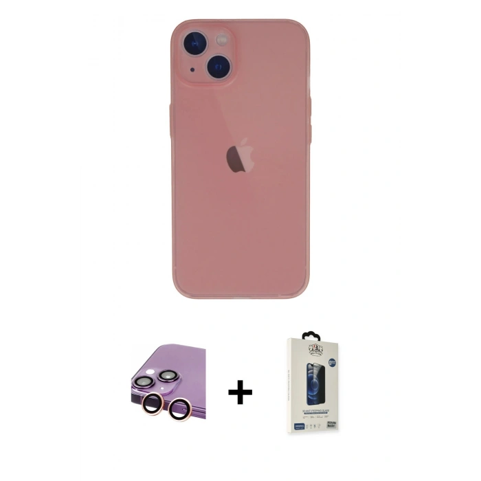 MARSİLYAN™- iPhone 13 Mini Kılıf Yadigar Yansıma Serisi - Siyah Bilvis Hayalet Cam Ekran Koruyucu + Raze Metal Kamera Lens - PE