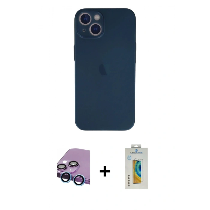 MARSİLYAN™- iPhone 13 Mini Kılıf Yadigar Yansıma Serisi - Siyah Polymer Nano Ekran Koruyucu + Raze Metal Kamera Lens - MI