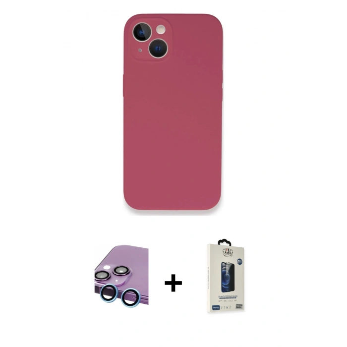 MARSİLYAN™- iPhone 13 Mini Kılıf Zirve Modern Özel Seri - Siyah Bilvis Hayalet Cam Ekran Koruyucu + Raze Metal Kamera Lens - MI