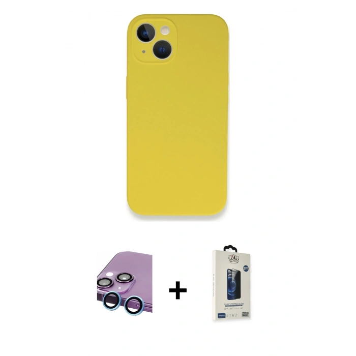 MARSİLYAN™- iPhone 13 Mini Kılıf Zirve Modern Özel Seri - Siyah Bilvis Hayalet Cam Ekran Koruyucu + Raze Metal Kamera Lens - MI