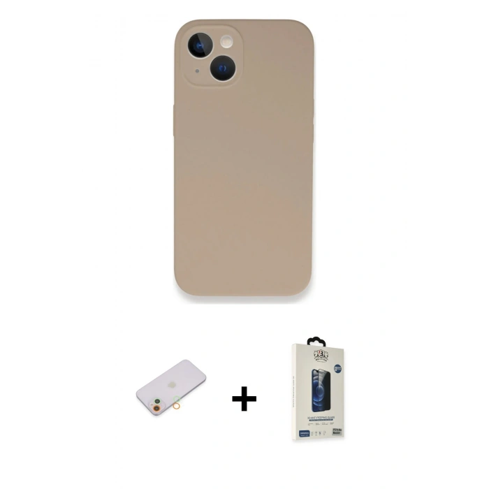 MARSİLYAN™- iPhone 13 Mini Kılıf Zirve Modern Özel Seri - Siyah Bilvis Hayalet Cam Ekran Koruyucu + Renkli Kamera Lens Koruma Cam - TU